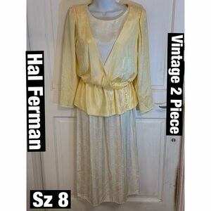 Hal Ferman Yellow and White Vintage 2 Piece Set Union Made USA Sz 8